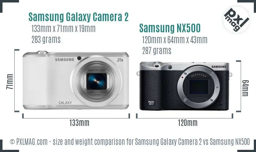 Samsung Galaxy Camera 2 vs Samsung NX500 size comparison