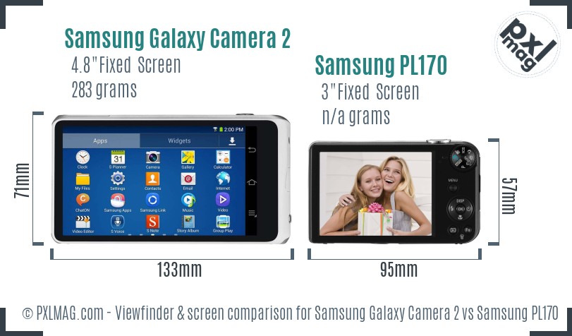 Samsung Galaxy Camera 2 vs Samsung PL170 Screen and Viewfinder comparison