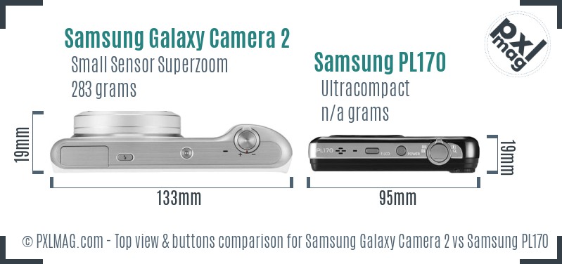 Samsung Galaxy Camera 2 vs Samsung PL170 top view buttons comparison