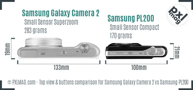 Samsung Galaxy Camera 2 vs Samsung PL200 top view buttons comparison