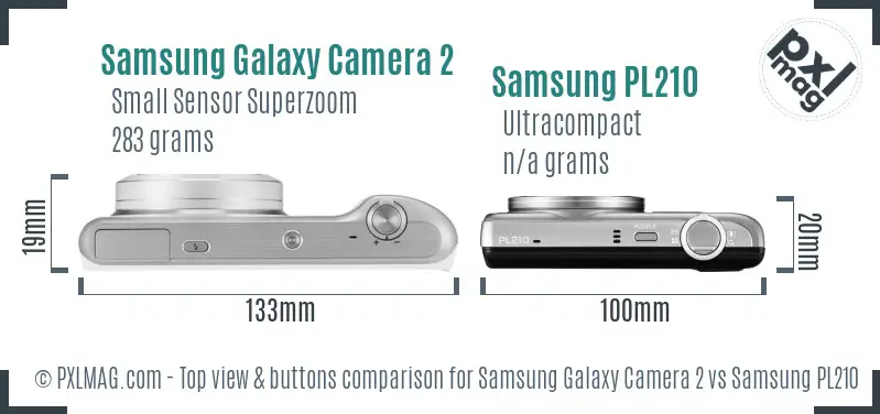 Samsung Galaxy Camera 2 vs Samsung PL210 top view buttons comparison