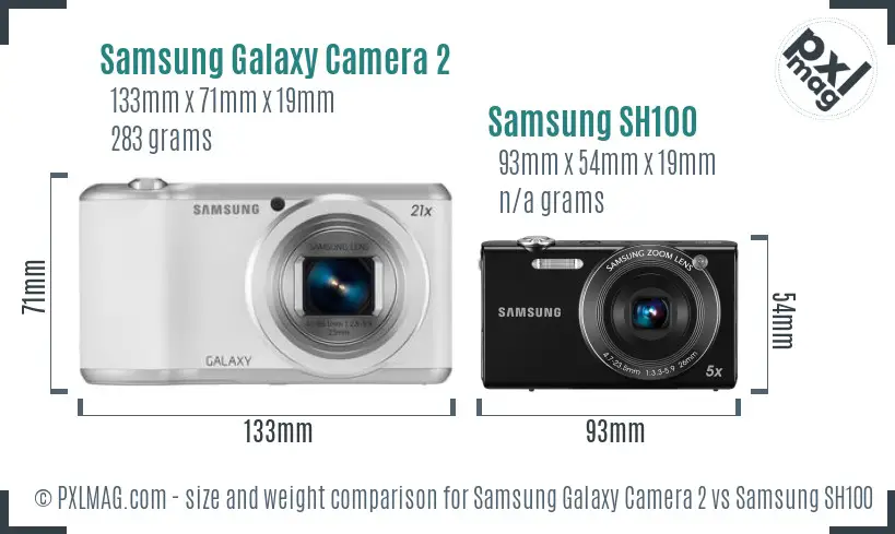 Samsung Galaxy Camera 2 vs Samsung SH100 size comparison