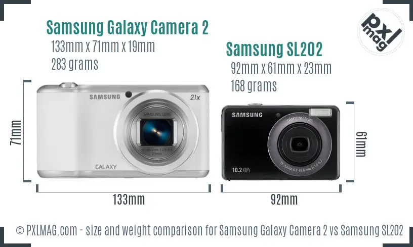 Samsung Galaxy Camera 2 vs Samsung SL202 size comparison