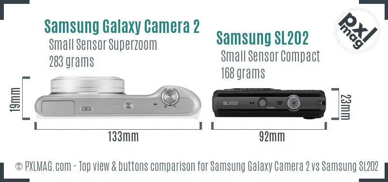 Samsung Galaxy Camera 2 vs Samsung SL202 top view buttons comparison