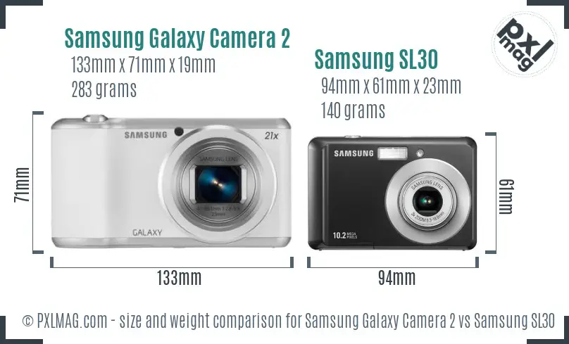 Samsung Galaxy Camera 2 vs Samsung SL30 size comparison