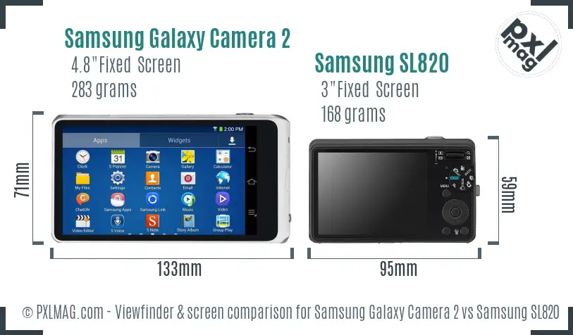 Samsung Galaxy Camera 2 vs Samsung SL820 Screen and Viewfinder comparison Samsung Galaxy Camera 2 vs Samsung SL820 Screen and Viewfinder comparison