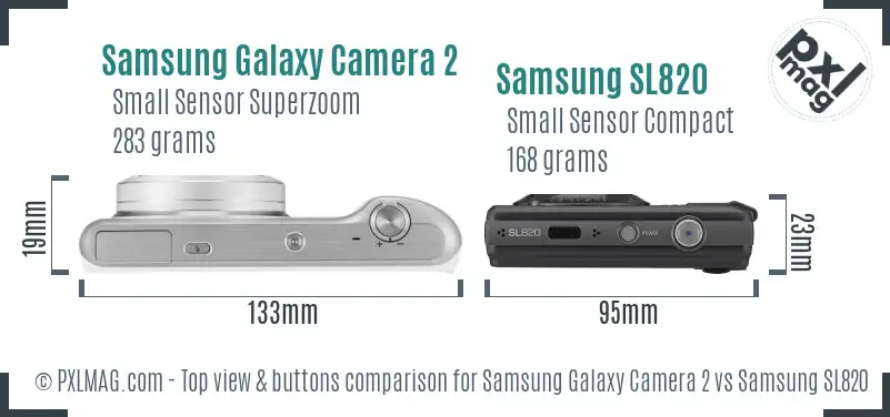 Samsung Galaxy Camera 2 vs Samsung SL820 top view buttons comparison Samsung Galaxy Camera 2 vs Samsung SL820 top view buttons comparison