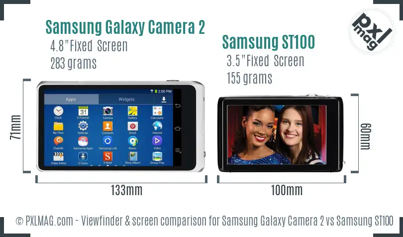 Samsung Galaxy Camera 2 vs Samsung ST100 Screen and Viewfinder comparison