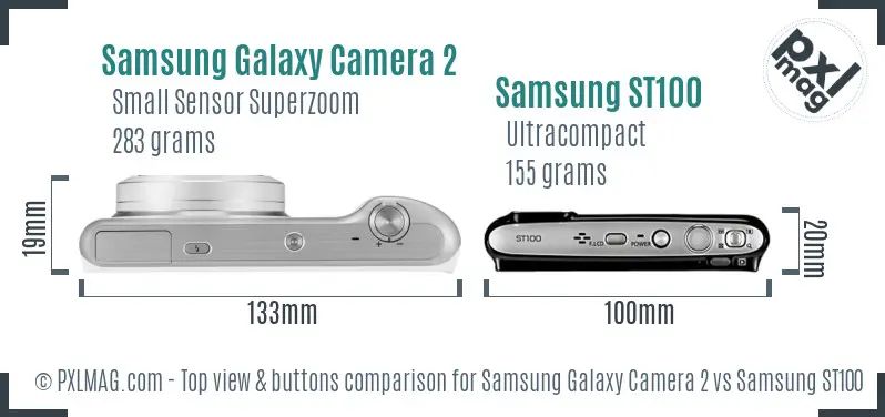 Samsung Galaxy Camera 2 vs Samsung ST100 top view buttons comparison