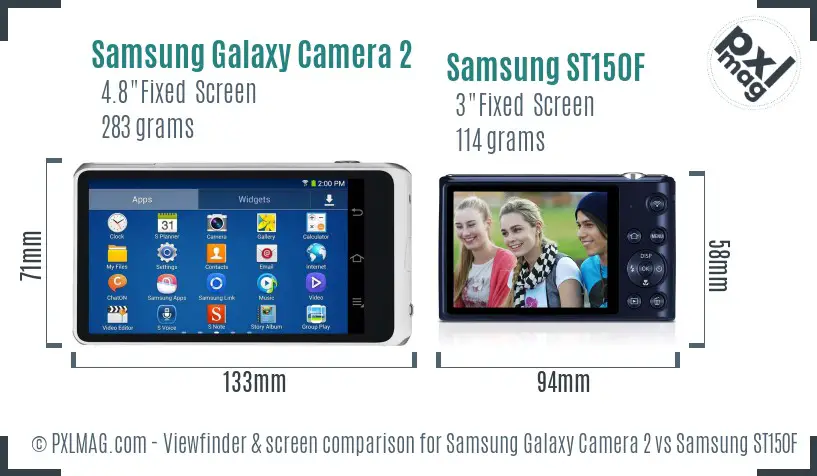 Samsung Galaxy Camera 2 vs Samsung ST150F Screen and Viewfinder comparison