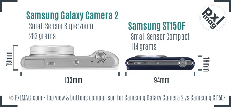 Samsung Galaxy Camera 2 vs Samsung ST150F top view buttons comparison