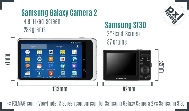 Samsung Galaxy Camera 2 vs Samsung ST30 Screen and Viewfinder comparison Samsung Galaxy Camera 2 vs Samsung ST30 Screen and Viewfinder comparison