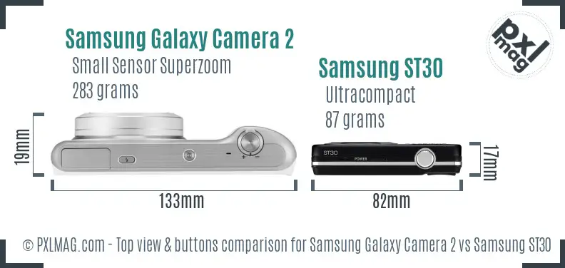 Samsung Galaxy Camera 2 vs Samsung ST30 top view buttons comparison Samsung Galaxy Camera 2 vs Samsung ST30 top view buttons comparison