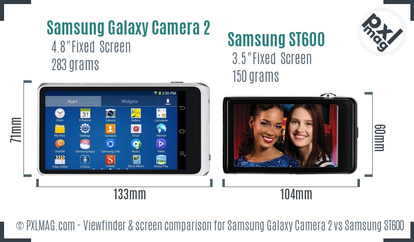 Samsung Galaxy Camera 2 vs Samsung ST600 Screen and Viewfinder comparison