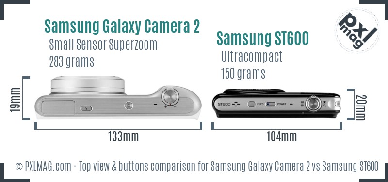 Samsung Galaxy Camera 2 vs Samsung ST600 top view buttons comparison