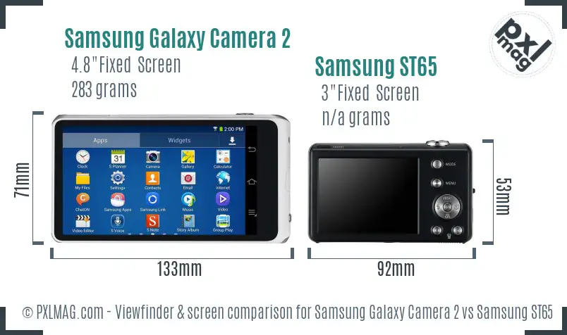 Samsung Galaxy Camera 2 vs Samsung ST65 Screen and Viewfinder comparison