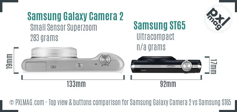 Samsung Galaxy Camera 2 vs Samsung ST65 top view buttons comparison