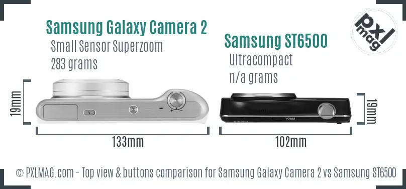 Samsung Galaxy Camera 2 vs Samsung ST6500 top view buttons comparison