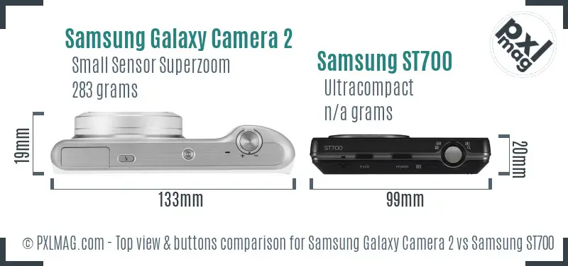 Samsung Galaxy Camera 2 vs Samsung ST700 top view buttons comparison Samsung Galaxy Camera 2 vs Samsung ST700 top view buttons comparison