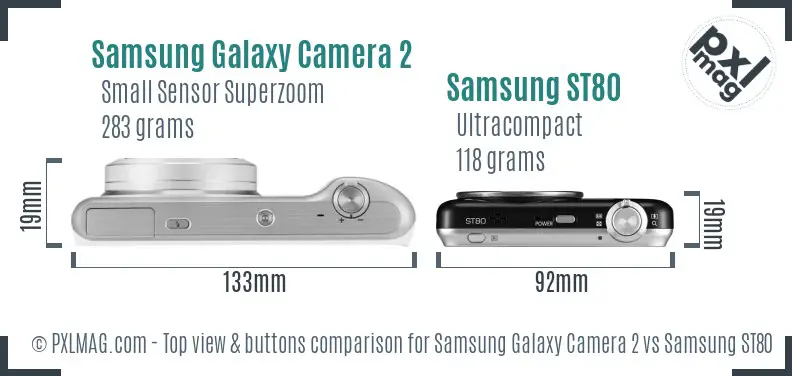 Samsung Galaxy Camera 2 vs Samsung ST80 top view buttons comparison