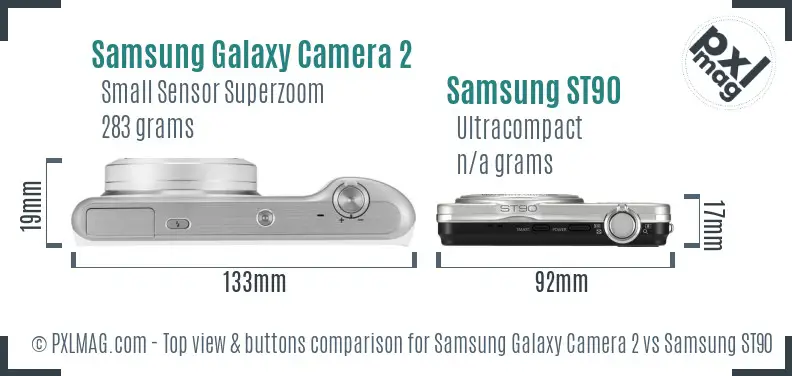 Samsung Galaxy Camera 2 vs Samsung ST90 top view buttons comparison