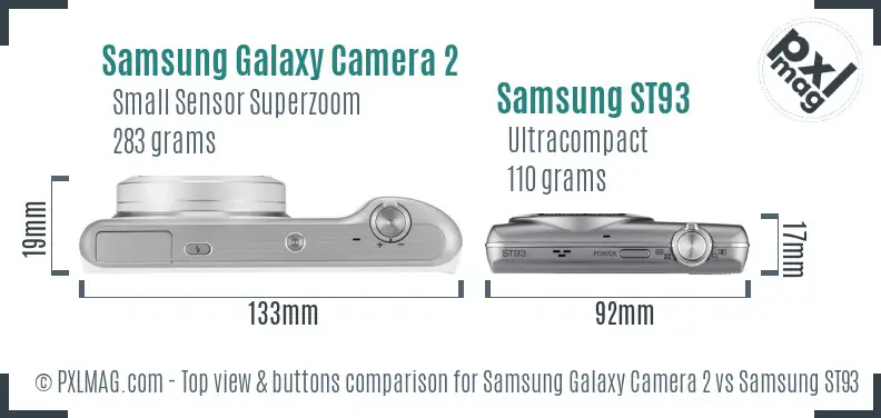 Samsung Galaxy Camera 2 vs Samsung ST93 top view buttons comparison