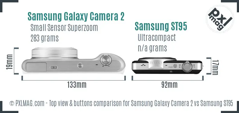 Samsung Galaxy Camera 2 vs Samsung ST95 top view buttons comparison