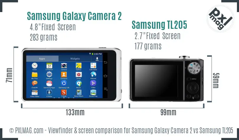 Samsung Galaxy Camera 2 vs Samsung TL205 Screen and Viewfinder comparison