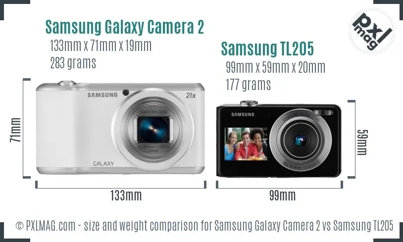 Samsung Galaxy Camera 2 vs Samsung TL205 size comparison