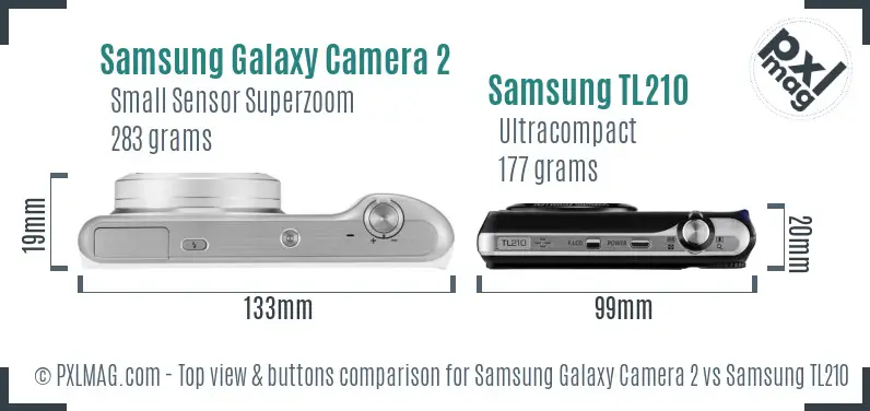 Samsung Galaxy Camera 2 vs Samsung TL210 top view buttons comparison