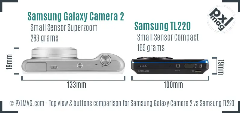 Samsung Galaxy Camera 2 vs Samsung TL220 top view buttons comparison