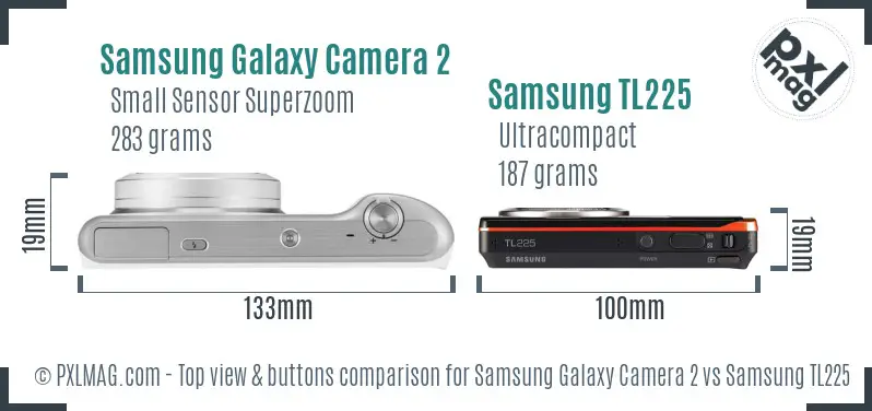 Samsung Galaxy Camera 2 vs Samsung TL225 top view buttons comparison Samsung Galaxy Camera 2 vs Samsung TL225 top view buttons comparison