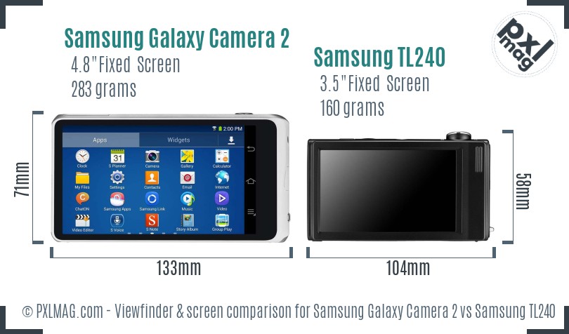 Samsung Galaxy Camera 2 vs Samsung TL240 Screen and Viewfinder comparison