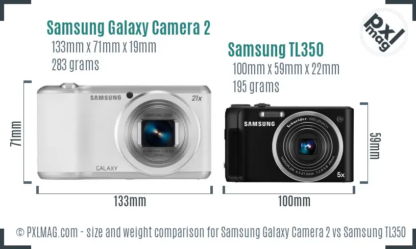 Samsung Galaxy Camera 2 vs Samsung TL350 size comparison