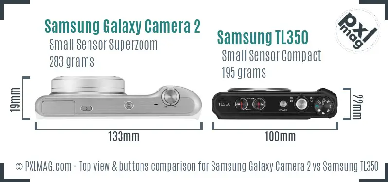 Samsung Galaxy Camera 2 vs Samsung TL350 top view buttons comparison
