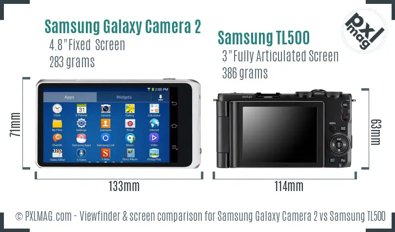 Samsung Galaxy Camera 2 vs Samsung TL500 Screen and Viewfinder comparison