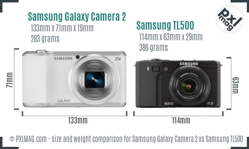 Samsung Galaxy Camera 2 vs Samsung TL500 size comparison