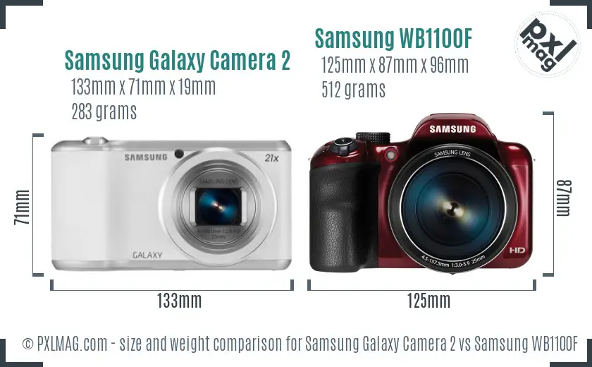 Samsung Galaxy Camera 2 vs Samsung WB1100F size comparison