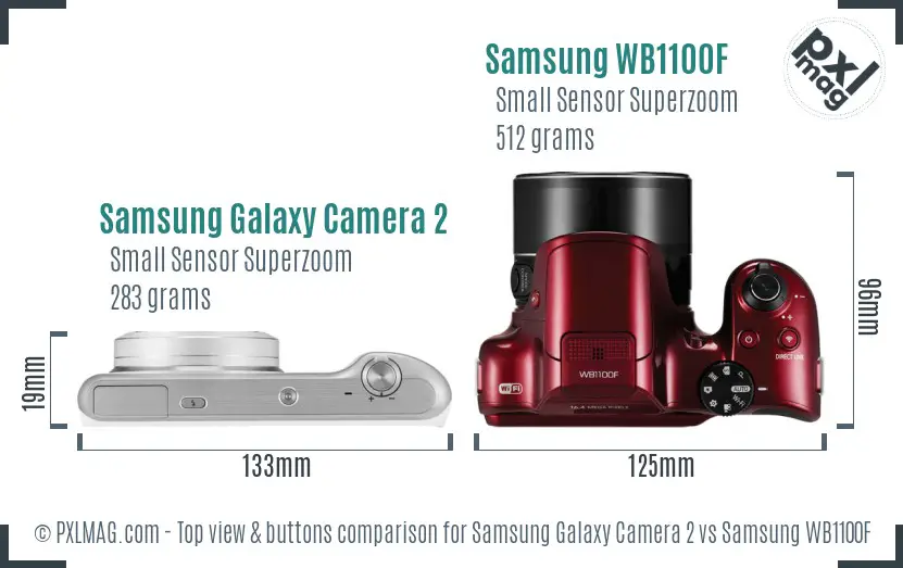 Samsung Galaxy Camera 2 vs Samsung WB1100F top view buttons comparison