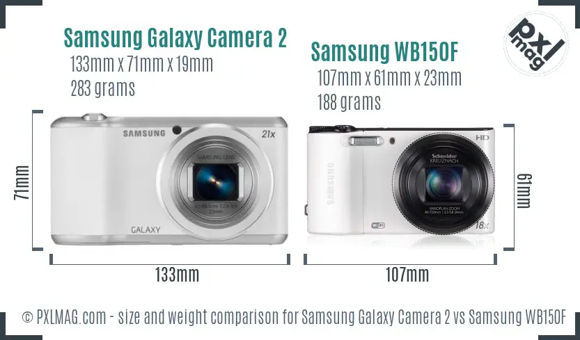 Samsung Galaxy Camera 2 vs Samsung WB150F size comparison