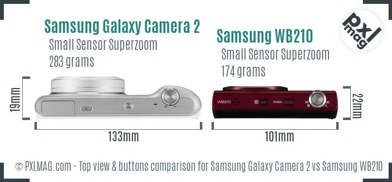 Samsung Galaxy Camera 2 vs Samsung WB210 top view buttons comparison