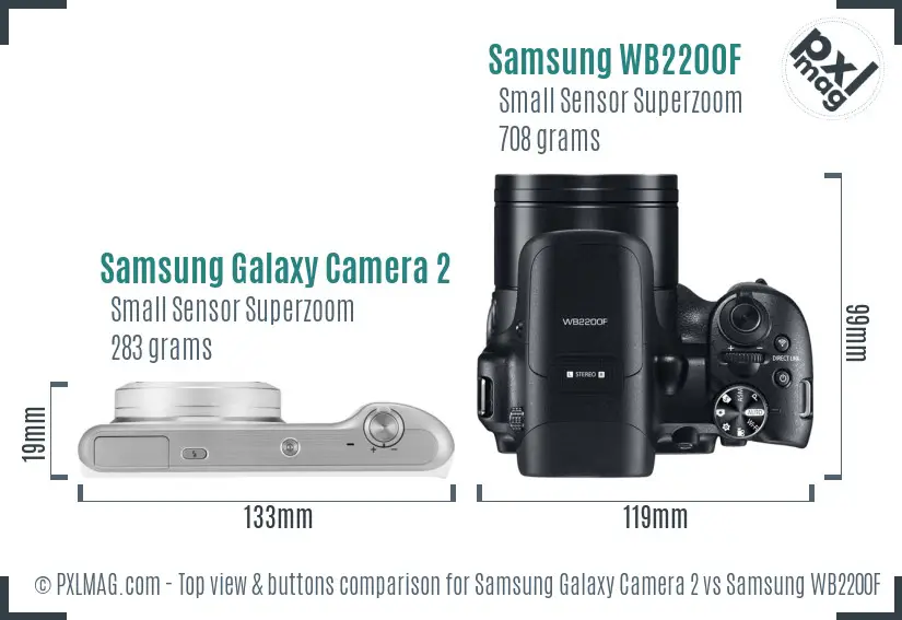 Samsung Galaxy Camera 2 vs Samsung WB2200F top view buttons comparison