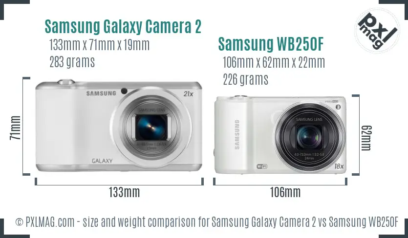 Samsung Galaxy Camera 2 vs Samsung WB250F size comparison