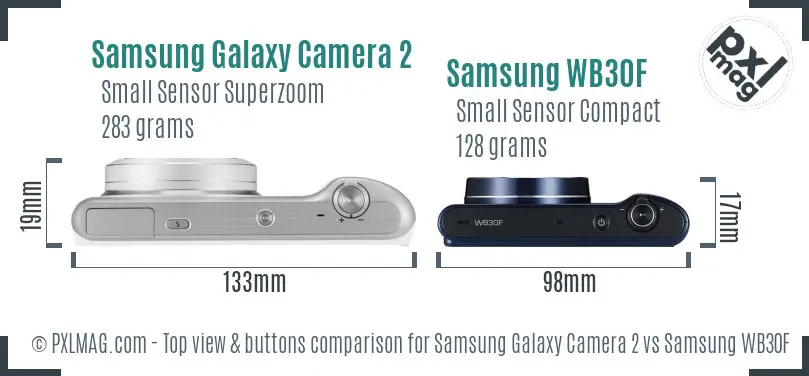 Samsung Galaxy Camera 2 vs Samsung WB30F top view buttons comparison