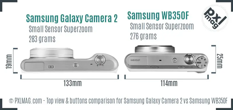 Samsung Galaxy Camera 2 vs Samsung WB350F top view buttons comparison