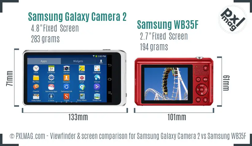 Samsung Galaxy Camera 2 vs Samsung WB35F Screen and Viewfinder comparison