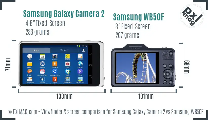 Samsung Galaxy Camera 2 vs Samsung WB50F Screen and Viewfinder comparison