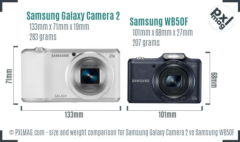 Samsung Galaxy Camera 2 vs Samsung WB50F size comparison