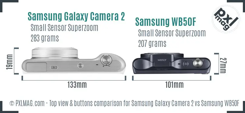 Samsung Galaxy Camera 2 vs Samsung WB50F top view buttons comparison