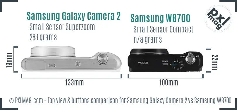 Samsung Galaxy Camera 2 vs Samsung WB700 top view buttons comparison